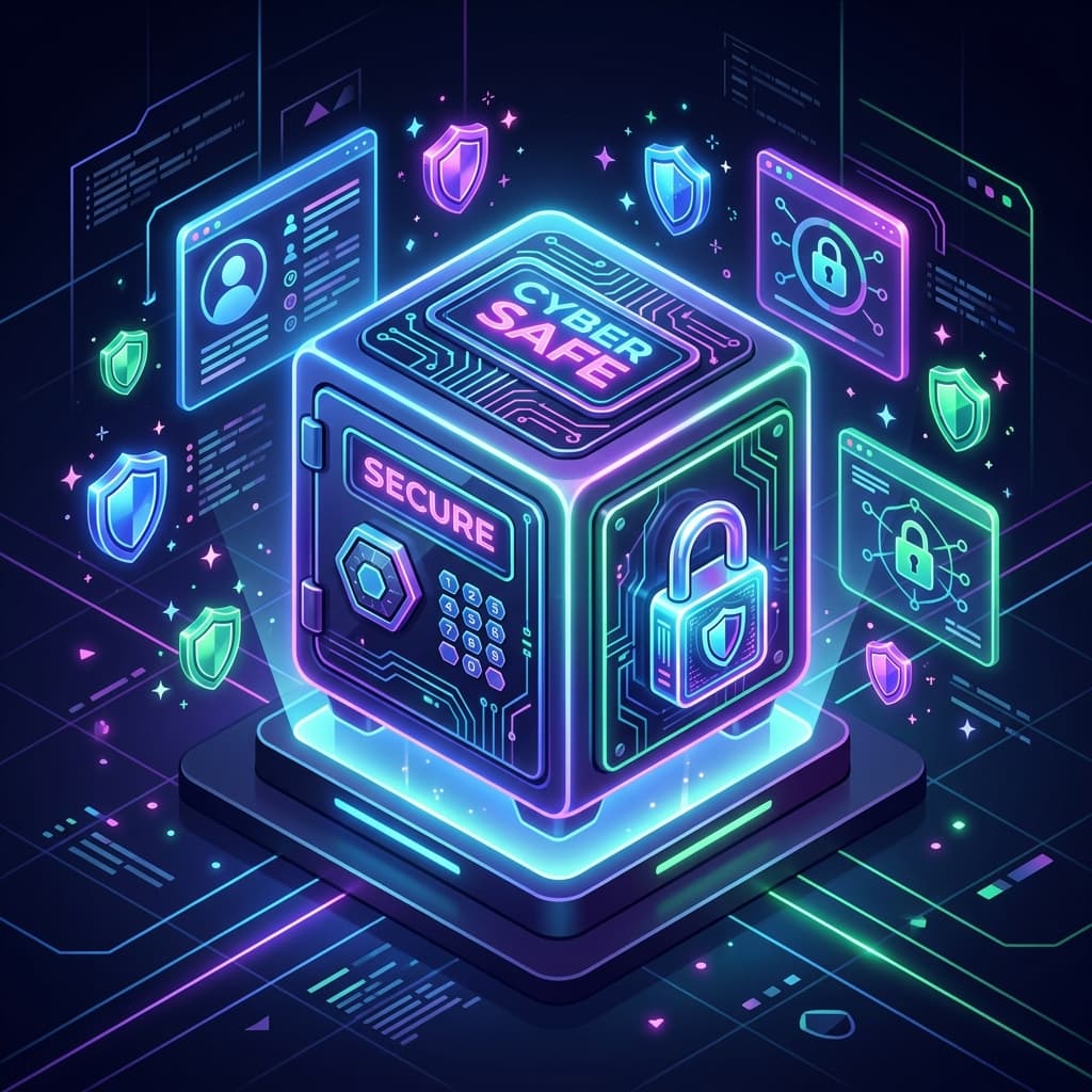 3D Illustration of Secure Cyber Safe Vault for local in-browser image compression privacy